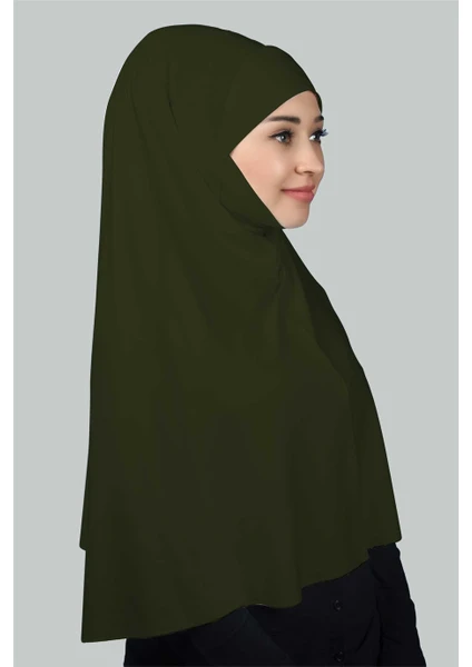 Hazır Türban Peçeli Pratik Eşarp Tesettür Nikaplı Hijab - Namaz Örtüsü Sufle (3Xl) - Haki