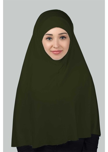 Hazır Türban Peçeli Pratik Eşarp Tesettür Nikaplı Hijab - Namaz Örtüsü Sufle (3Xl) - Haki