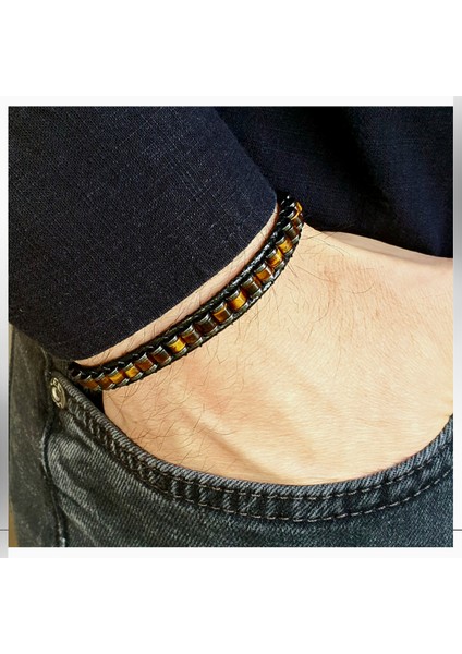 Doğal Taş Kaplangözü Slim Silindir Unisex Bileklik modelleri