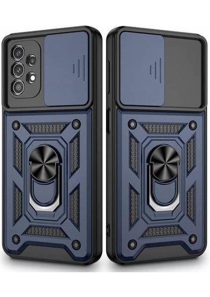 Samsung Galaxy A52 Kılıf Silikon Yüzüklü Standlı Kamera Korumalı + 5d Nano