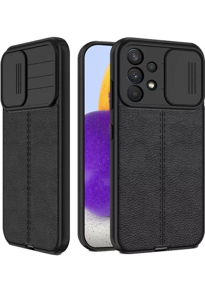 Samsung Galaxy A52 Kılıf Kamera Korumalı Deri Dokulu + 5d Nano Ekran Koruyucu