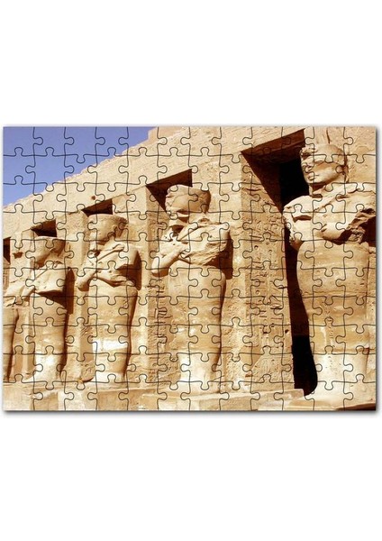 Antik Mısır'da Tapınağın Muhafızları Kil Heykeller 120 Parça Puzzle Yapboz Mdf (Ahşap)
