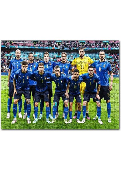 Italya Uefa Euro 2021 Şampiyonluk Pozu 255 Parça Puzzle Yapboz Mdf (Ahşap)