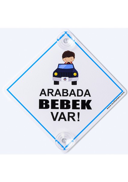 Dikkat Arabada Bebek Var/İkaz Levhası/ Arabalı Erkek Çocuk