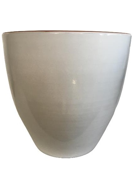 Beyaz Renk Sırlı , El Yapımı Toprak Saksı (29*29 Cm)