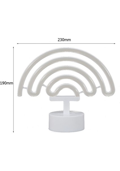 Dekoratif Hediyelik Gökkuşağı Neon LED Oda Gece Lambası Renkli Pilli Lamba