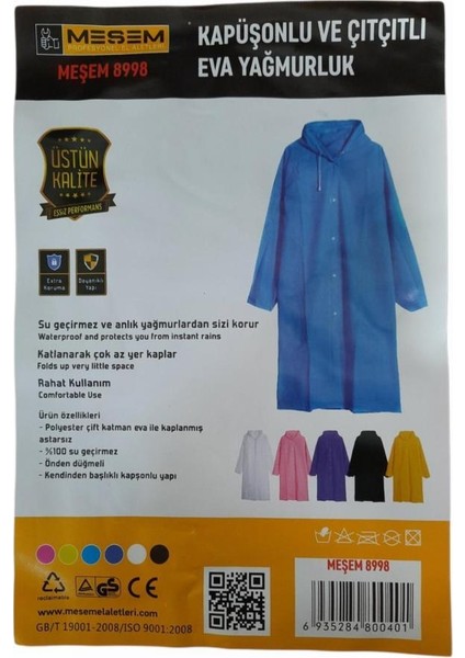 Meşem 8998 Kapüşonlu ve Çıtçıtlı Eva Yağmurluk