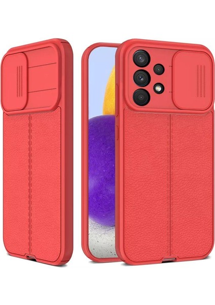 Samsung Galaxy A52 Kılıf Kamera Korumalı Deri Dokulu+5d Tam Ekran Koruyucu Cam