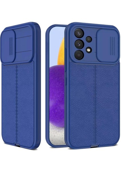 Samsung Galaxy A52 Kılıf Kamera Korumalı Deri Dokulu+5d Tam Ekran Koruyucu Cam