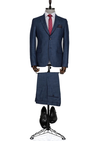 Salvatini Slim Fit Lacivert Erkek Takım Elbise