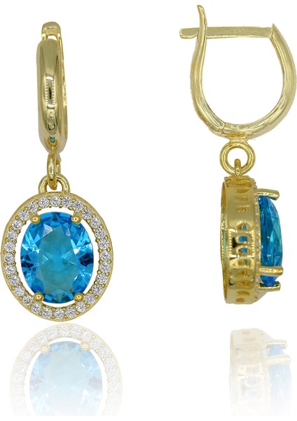 Oval Gümüş Küpe Akua Beyaz Zirkon Taşlı fiyatları