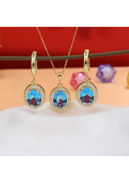 Akua Beyaz Zirkon Taşlı Oval Gümüş Kolye Küpe Takım fiyatları
