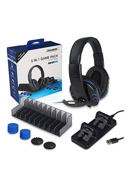 Ps4 Dualsense Joystick Kulaklık Şarj Kiti 5 Li Set