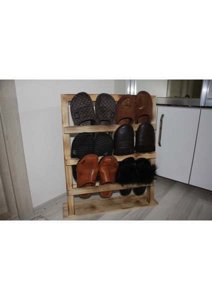 Ahşap Terliklik (60 x 52 x 15 cm) Doğal Ahşap