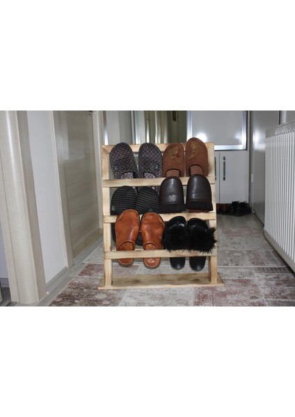 Ahşap Terliklik (60 x 52 x 15 cm) Doğal Ahşap fırsatları