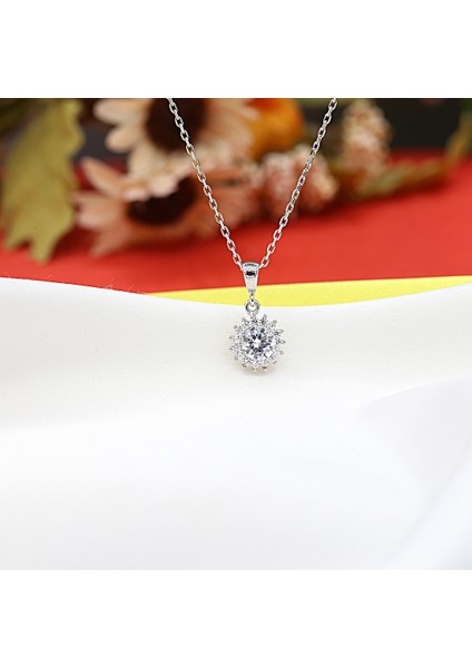 Beyaz Taşlı Minimal Anturaj Yuvarlak Gümüş Kolye modelleri