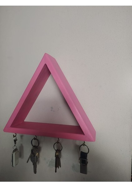Ahşap Pembe Üçgen Köşe Duvar Rafı Mumluk Saksılık Anahtarlık
