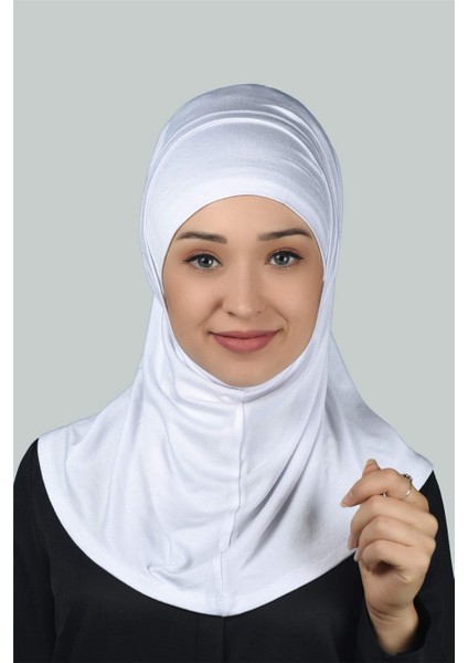 İkili Set Pratik Eşarp Hazır Türban Ve Hijab Tesettür Bonesi - Beyaz