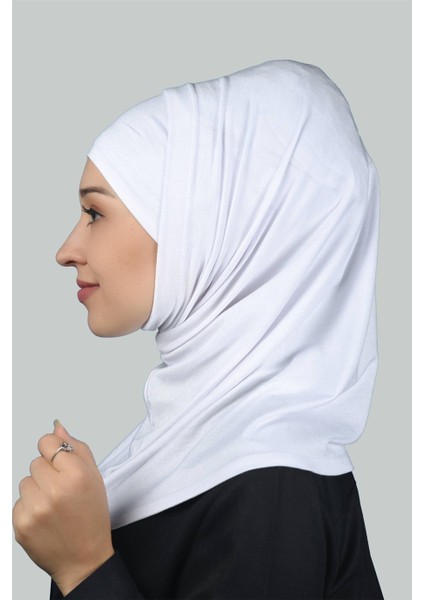 İkili Set Pratik Eşarp Hazır Türban Ve Hijab Tesettür Bonesi - Beyaz modelleri