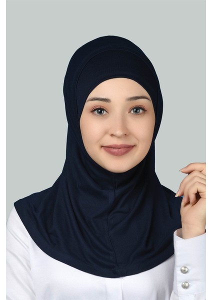 İkili Set Pratik Eşarp Hazır Türban Ve Hijab Tesettür Bonesi - Lacivert