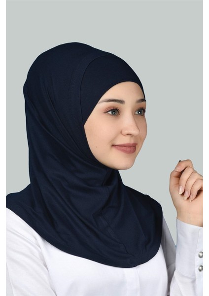 İkili Set Pratik Eşarp Hazır Türban Ve Hijab Tesettür Bonesi - Lacivert