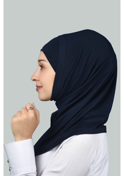 İkili Set Pratik Eşarp Hazır Türban Ve Hijab Tesettür Bonesi - Lacivert