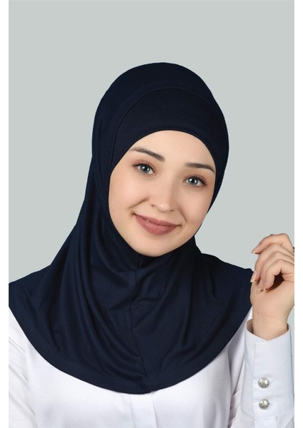 İkili Set Pratik Eşarp Hazır Türban Ve Hijab Tesettür Bonesi - Lacivert