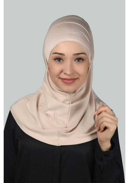 İkili Set Pratik Eşarp Hazır Türban Ve Hijab Tesettür Bonesi - Bej