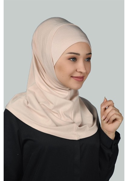 İkili Set Pratik Eşarp Hazır Türban Ve Hijab Tesettür Bonesi - Bej