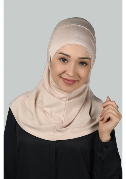 İkili Set Pratik Eşarp Hazır Türban Ve Hijab Tesettür Bonesi - Bej