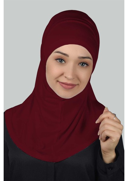 İkili Set Pratik Eşarp Hazır Türban Ve Hijab Tesettür Bonesi - Bordo