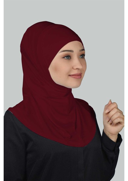 İkili Set Pratik Eşarp Hazır Türban Ve Hijab Tesettür Bonesi - Bordo modelleri