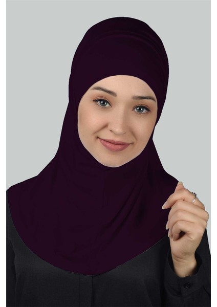 İkili Set Pratik Eşarp Hazır Türban Ve Hijab Tesettür Bonesi - Mürdüm