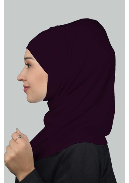 İkili Set Pratik Eşarp Hazır Türban Ve Hijab Tesettür Bonesi - Mürdüm