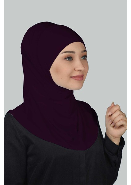 İkili Set Pratik Eşarp Hazır Türban Ve Hijab Tesettür Bonesi - Mürdüm
