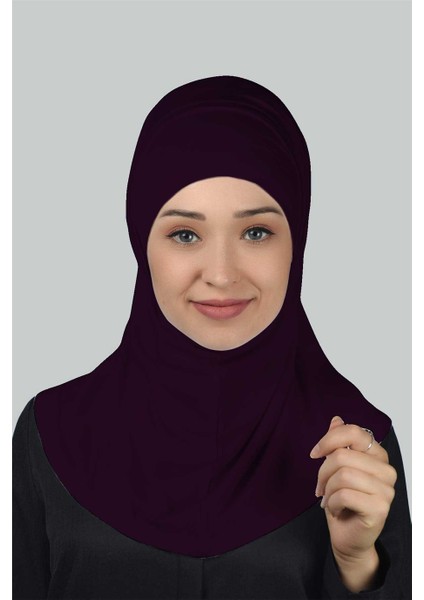 İkili Set Pratik Eşarp Hazır Türban Ve Hijab Tesettür Bonesi - Mürdüm
