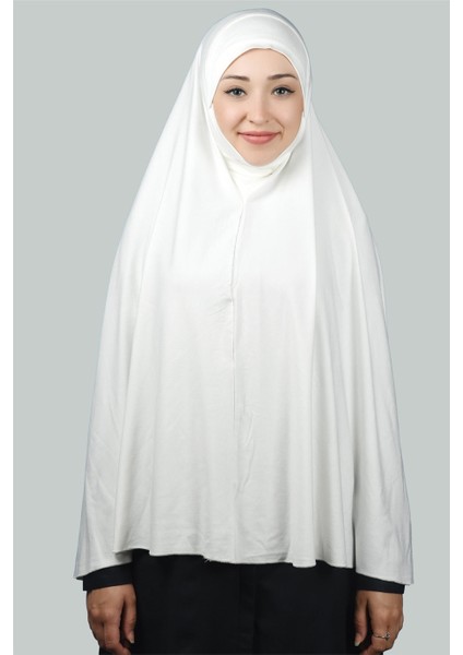 Hazır Türban Peçeli Pratik Eşarp Tesettür Nikaplı Hijab - Namaz Örtüsü Sufle (5Xl) - Ekru