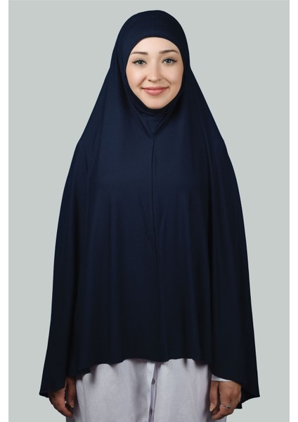 Hazır Türban Peçeli Pratik Eşarp Tesettür Nikaplı Hijab - Namaz Örtüsü Sufle (5Xl) - Lacivert