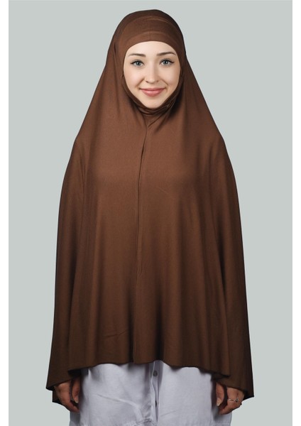 Hazır Türban Peçeli Pratik Eşarp Tesettür Nikaplı Hijab - Namaz Örtüsü Sufle (5Xl) - Çikolata