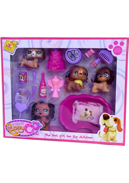 Minişler Littlest Pet Shop Oyuncak Köpek Yatak Yastık Pasta Set