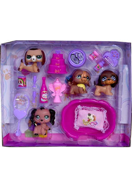 Minişler Littlest Pet Shop Oyuncak Köpek Yatak Yastık Pasta Set