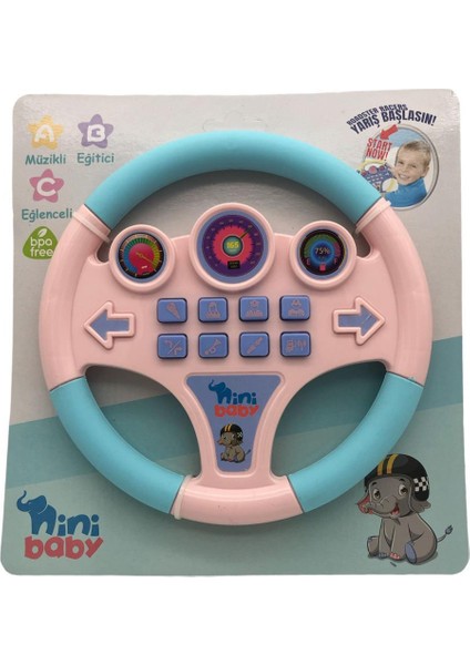 Erdem Oyuncak Nini Baby Direksiyon Eğitici Sesli Müzikli 21*21 cm 8 Tuşlu Oyuncak Direksiyon