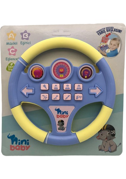 Erdem Oyuncak Nini Baby Direksiyon Eğitici Sesli Müzikli 21*21 cm 8 Tuşlu Oyuncak Direksiyon