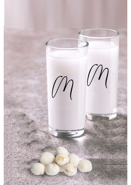 M Harfli Ikili Rakı Bardağı Makinede 70 Derecede Bile Çıkmayan