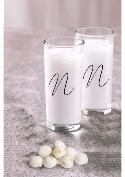 N Harfli Ikili Rakı Bardağı Makinede 70 Derecede Bile Çıkmayan