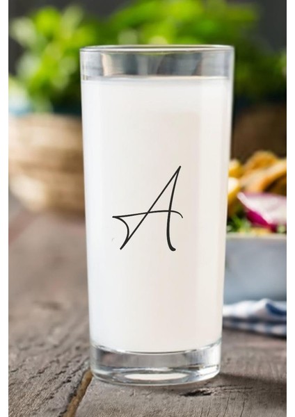 A Harfli / Harfi Yazılı Çıkmayan Baskılı Rakı Bardağı Kadehi
