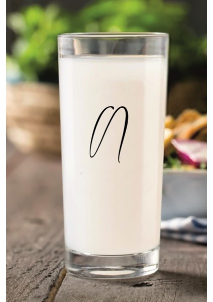Çıkmayan Baskılı N Harfli Rakı Bardağı Kadehi