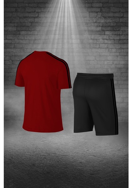 Erkek Bordo Dri-Fit Kumaş Yuvarlak Yaka Cepli Şık Konforlu Tişört Şort Seti (S-3xl) fırsatları