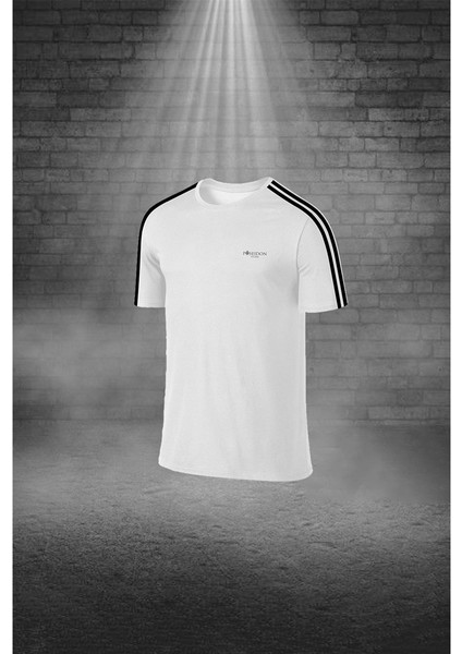 Büyük Beden Erkek Beyaz Dri-Fit Kumaş Baskısız Yuvarlak Yaka Kısa Kol Tişört Şort Alt Üst Takım (4XL-10XL)