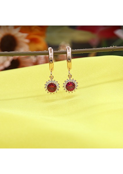 Kırmızı Beyaz Taşlı Minimal Anturaj Yuvarlak Gümüş Kolye Küpe Takım fiyatları